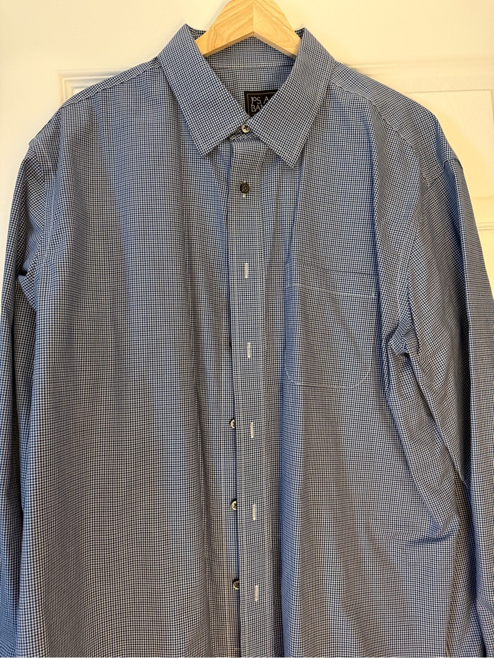Jos. A. Bank Traveler Tailored Fit Blue Microcheck Dress Shirt
